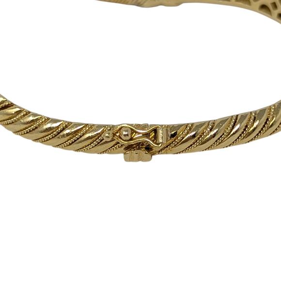 18K Gold Double Horse Head Diamond Ruby Bypass Bangle Bracelet Yellow Gold - Picture 6 of 16